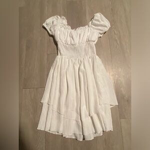 SHEIN white off the shoulder puff sleeve layered dress size XS